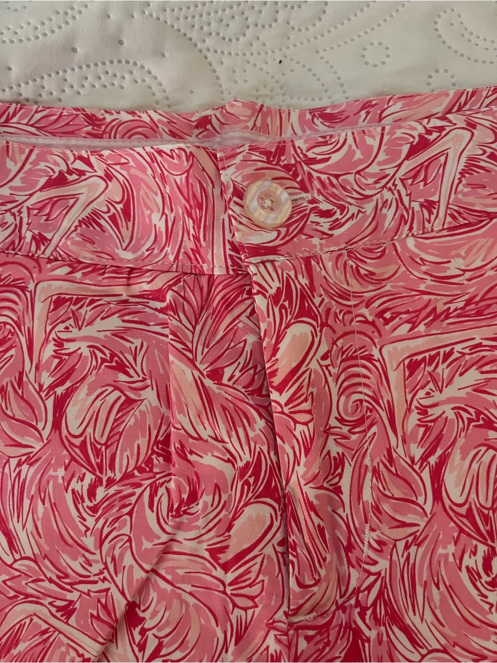 Lauren James Pink Marble-Print Scallop-Hem High-Waist Shorts M - Picture 5 of 9